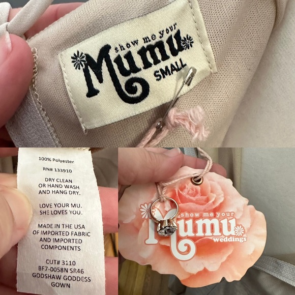 Show Me Your Mumu Godshaw Goddess Gown Dress Show Me The Ring Crisp NEW - Picture 9 of 9